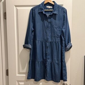 LOFT denim tiered dress size L large